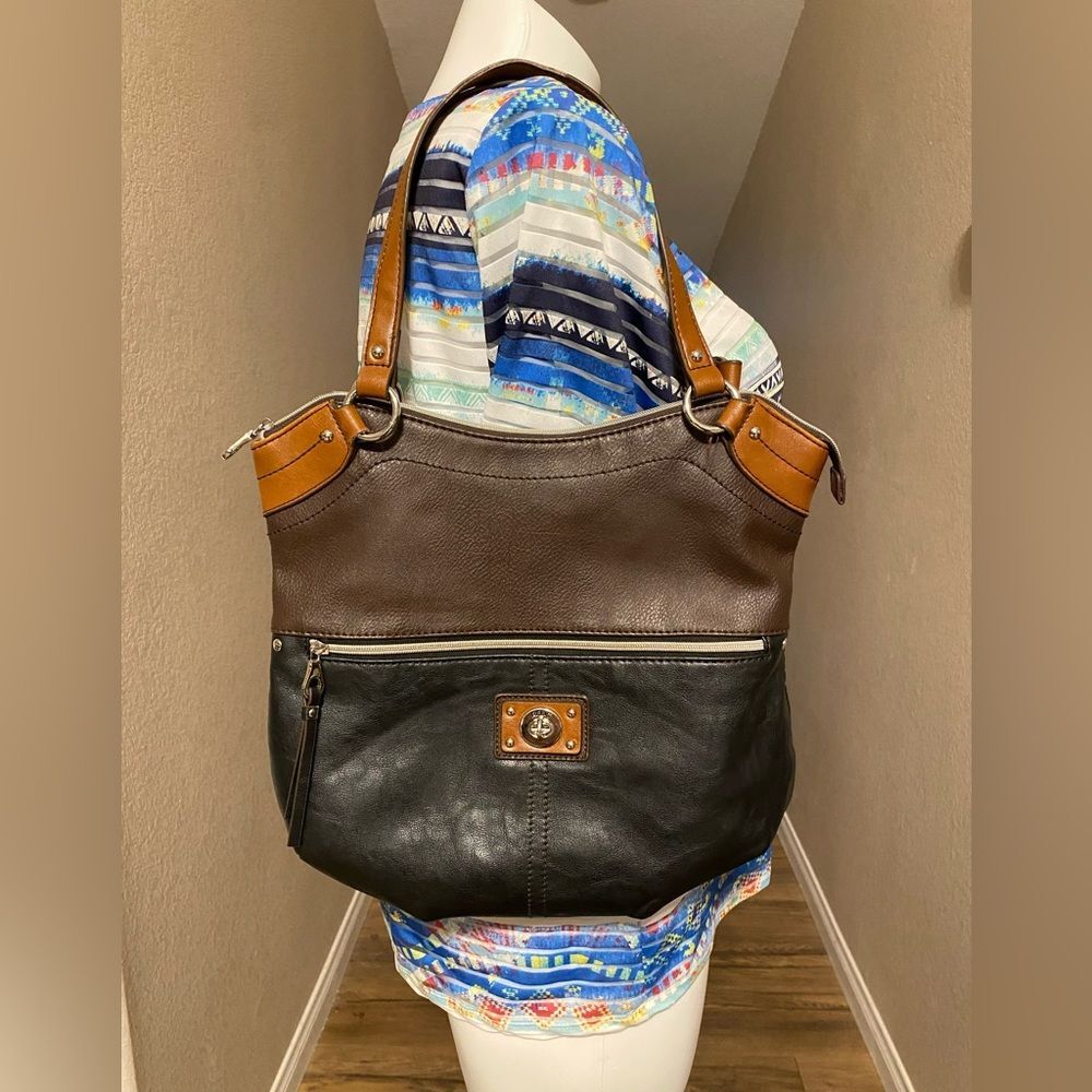 Relic Large Brown and Black Shoulder Bag Lined